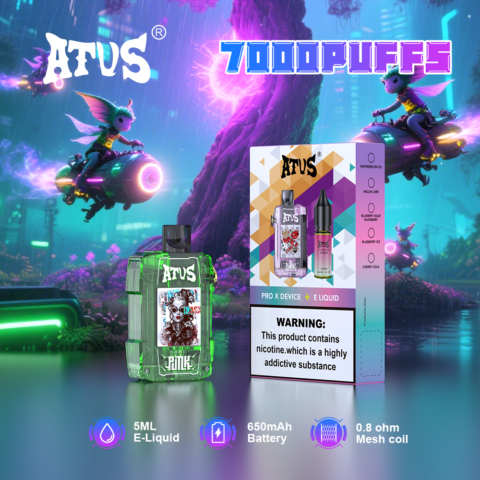 DE012 Sigaretta Elettronica Usa E Getta Puff 7000 Tiri con flusso d'aria ricaricabile e regolabile ATVS Vape