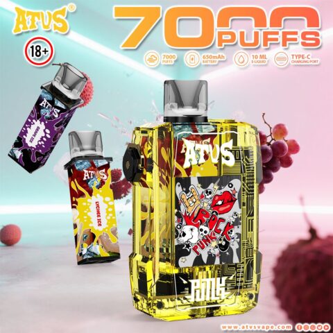 DE012 Sigaretta Elettronica Usa E Getta Puff 7000 Tiri con flusso d'aria ricaricabile e regolabile ATVS Vape