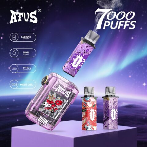 DE012 Sigaretta Elettronica Usa E Getta Puff 7000 Tiri con flusso d'aria ricaricabile e regolabile ATVS Vape
