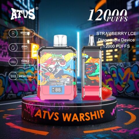 DE013A Sigaretta Elettronica Usa E Getta Puff 12000 Tiri con display LED ricaricabile e flusso d'aria regolabile ATVS Vape