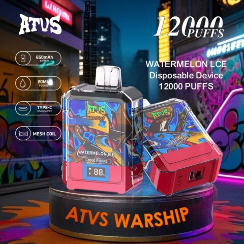 DE013A Sigaretta Elettronica Usa E Getta Puff 12000 Tiri con display LED ricaricabile e flusso d'aria regolabile ATVS Vape