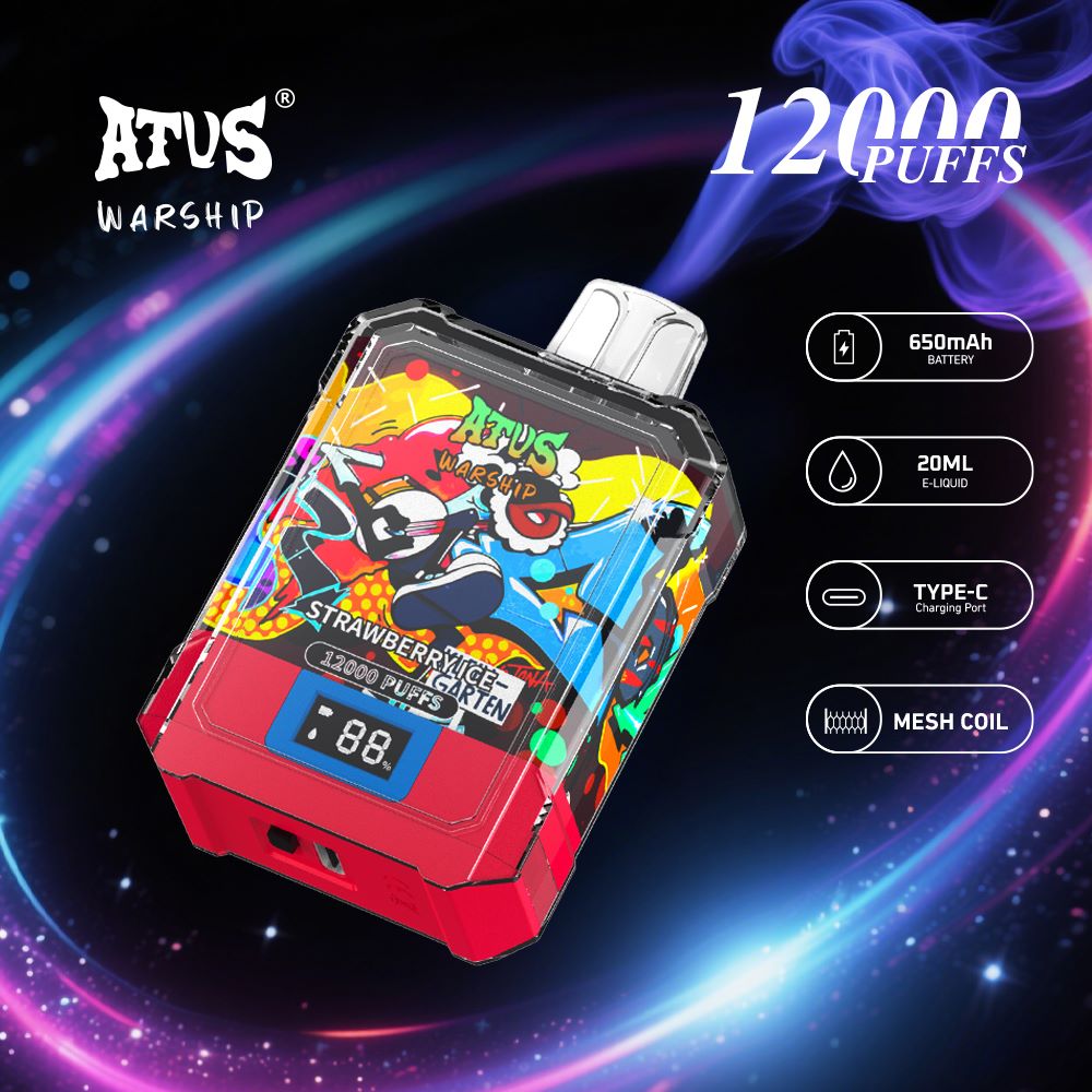 DE013A Sigaretta Elettronica Usa E Getta Puff 12000 Tiri con display LED ricaricabile e flusso d'aria regolabile ATVS Vape