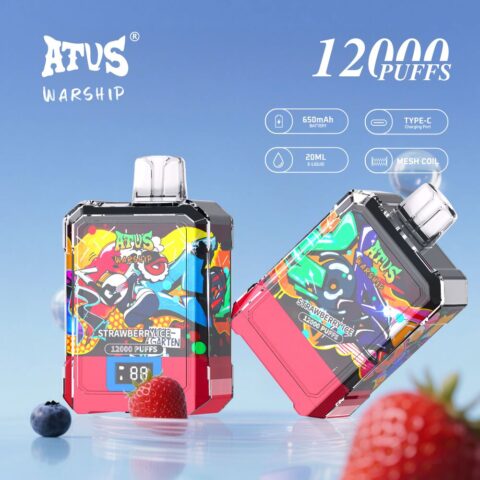 DE013A Sigaretta Elettronica Usa E Getta Puff 12000 Tiri con display LED ricaricabile e flusso d'aria regolabile ATVS Vape