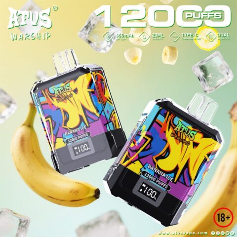 DE013A Sigaretta Elettronica Usa E Getta Puff 12000 Tiri con display LED ricaricabile e flusso d'aria regolabile ATVS Vape