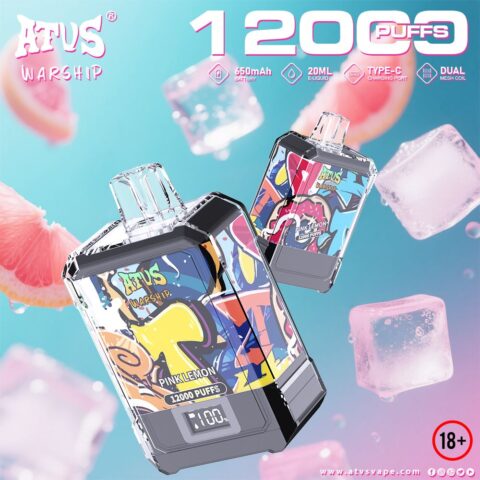 DE013A Sigaretta Elettronica Usa E Getta Puff 12000 Tiri con display LED ricaricabile e flusso d'aria regolabile ATVS Vape