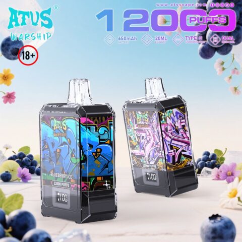 DE013A Sigaretta Elettronica Usa E Getta Puff 12000 Tiri con display LED ricaricabile e flusso d'aria regolabile ATVS Vape