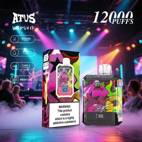 DE013A Sigaretta Elettronica Usa E Getta Puff 12000 Tiri con display LED ricaricabile e flusso d'aria regolabile ATVS Vape
