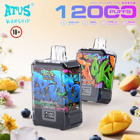 DE013A Sigaretta Elettronica Usa E Getta Puff 12000 Tiri con display LED ricaricabile e flusso d'aria regolabile ATVS Vape