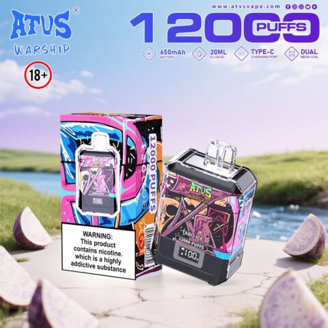 DE013A Sigaretta Elettronica Usa E Getta Puff 12000 Tiri con display LED ricaricabile e flusso d'aria regolabile ATVS Vape