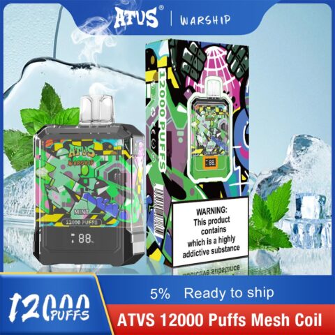 DE013A Sigaretta Elettronica Usa E Getta Puff 12000 Tiri con display LED ricaricabile e flusso d'aria regolabile ATVS Vape