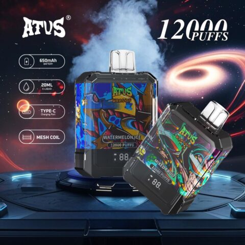 DE013A Sigaretta Elettronica Usa E Getta Puff 12000 Tiri con display LED ricaricabile e flusso d'aria regolabile ATVS Vape