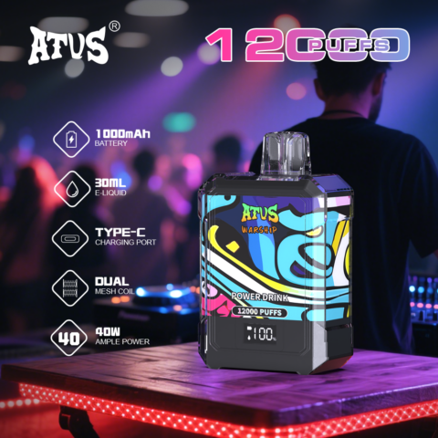 DE013A Sigaretta Elettronica Usa E Getta Puff 12000 Tiri con display LED ricaricabile e flusso d'aria regolabile ATVS Vape