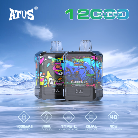 DE013A Sigaretta Elettronica Usa E Getta Puff 12000 Tiri con display LED ricaricabile e flusso d'aria regolabile ATVS Vape