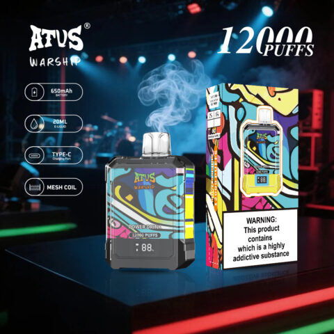 DE013A Sigaretta Elettronica Usa E Getta Puff 12000 Tiri con display LED ricaricabile e flusso d'aria regolabile ATVS Vape