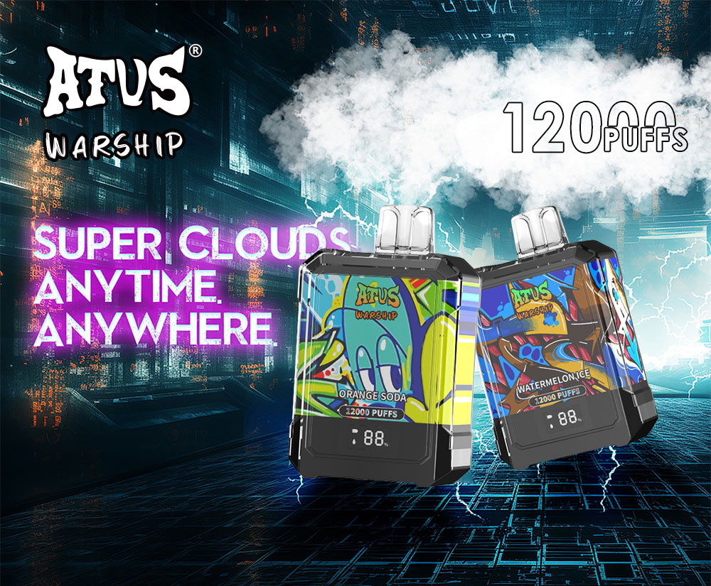 DE013A Sigaretta Elettronica Usa E Getta Puff 12000 Tiri con display LED ricaricabile e flusso d'aria regolabile ATVS Vape