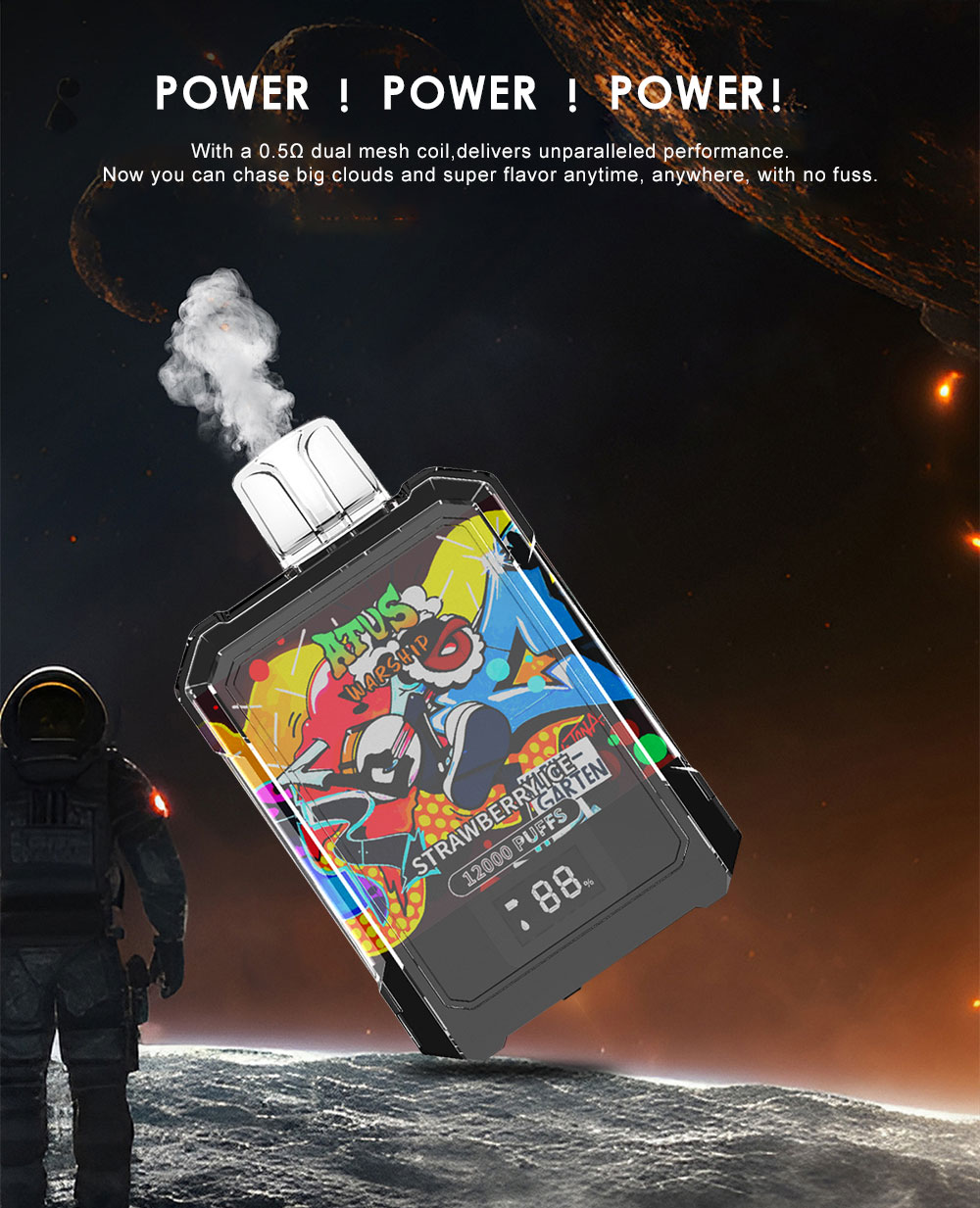 DE013A Sigaretta Elettronica Usa E Getta Puff 12000 Tiri con display LED ricaricabile e flusso d'aria regolabile ATVS Vape