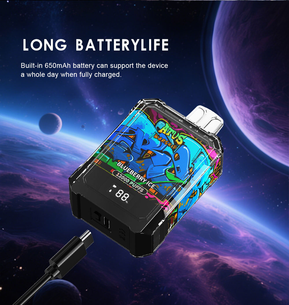 DE013A Sigaretta Elettronica Usa E Getta Puff 12000 Tiri con display LED ricaricabile e flusso d'aria regolabile ATVS Vape