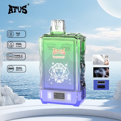 DE015 Sigaretta Elettronica Usa E Getta Puff 18000 Tiri con display LED ricaricabile e flusso d'aria regolabile ATVS Vape