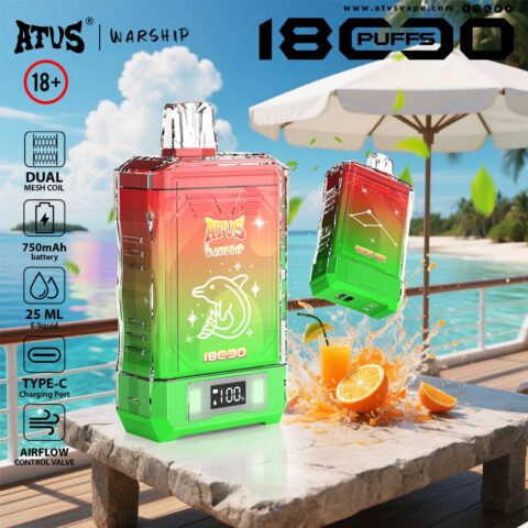 DE015 Sigaretta Elettronica Usa E Getta Puff 18000 Tiri con display LED ricaricabile e flusso d'aria regolabile ATVS Vape