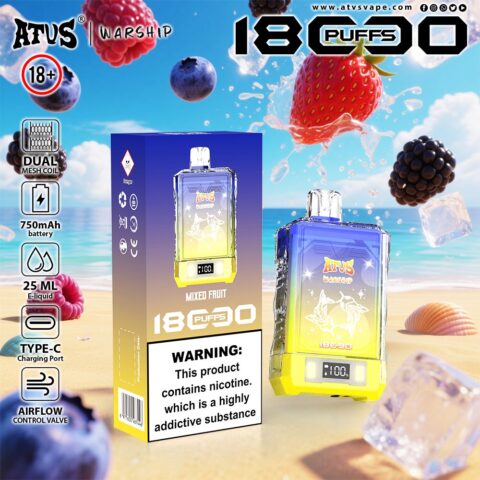 DE015 Sigaretta Elettronica Usa E Getta Puff 18000 Tiri con display LED ricaricabile e flusso d'aria regolabile ATVS Vape