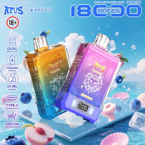 DE015 Sigaretta Elettronica Usa E Getta Puff 18000 Tiri con display LED ricaricabile e flusso d'aria regolabile ATVS Vape