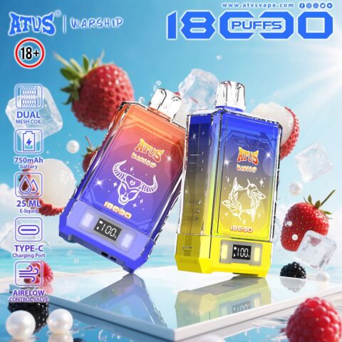 DE015 Sigaretta Elettronica Usa E Getta Puff 18000 Tiri con display LED ricaricabile e flusso d'aria regolabile ATVS Vape