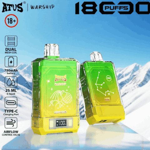 DE015 Sigaretta Elettronica Usa E Getta Puff 18000 Tiri con display LED ricaricabile e flusso d'aria regolabile ATVS Vape