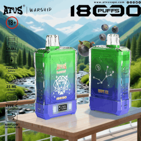 DE015 Sigaretta Elettronica Usa E Getta Puff 18000 Tiri con display LED ricaricabile e flusso d'aria regolabile ATVS Vape