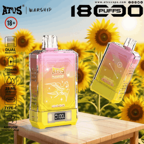 DE015 Sigaretta Elettronica Usa E Getta Puff 18000 Tiri con display LED ricaricabile e flusso d'aria regolabile ATVS Vape