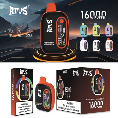 DE016 Sigaretta Elettronica Usa E Getta Puff 16000 Tiri con display LED ricaricabile e flusso d'aria regolabile ATVS Vape