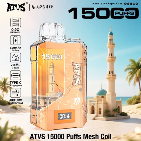 DE017 Sigaretta Elettronica Usa E Getta Puff 15000 Tiri con display LED ricaricabile e flusso d'aria regolabile ATVS Vape