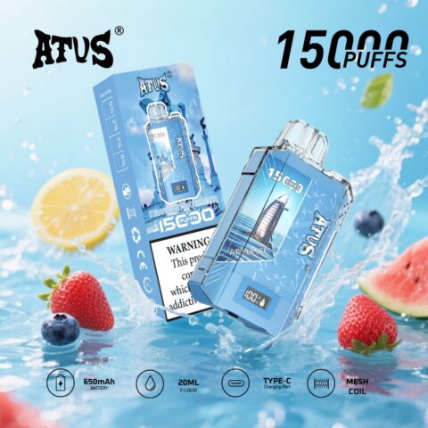 DE017 Sigaretta Elettronica Usa E Getta Puff 15000 Tiri con display LED ricaricabile e flusso d'aria regolabile ATVS Vape