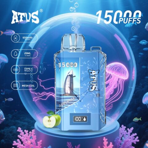 DE017 Sigaretta Elettronica Usa E Getta Puff 15000 Tiri con display LED ricaricabile e flusso d'aria regolabile ATVS Vape
