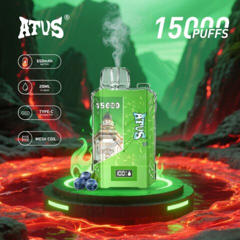 DE017 Sigaretta Elettronica Usa E Getta Puff 15000 Tiri con display LED ricaricabile e flusso d'aria regolabile ATVS Vape