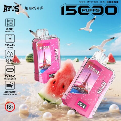 DE017 Sigaretta Elettronica Usa E Getta Puff 15000 Tiri con display LED ricaricabile e flusso d'aria regolabile ATVS Vape