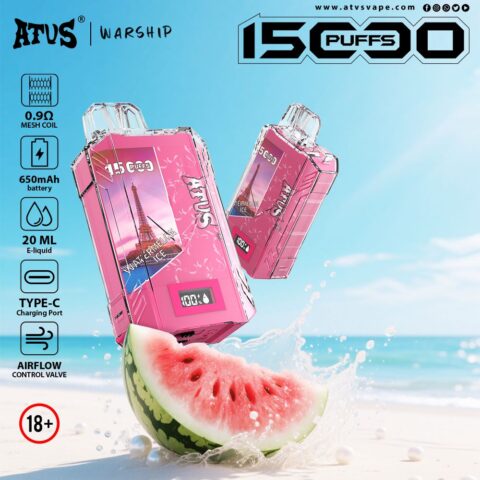 DE017 Sigaretta Elettronica Usa E Getta Puff 15000 Tiri con display LED ricaricabile e flusso d'aria regolabile ATVS Vape