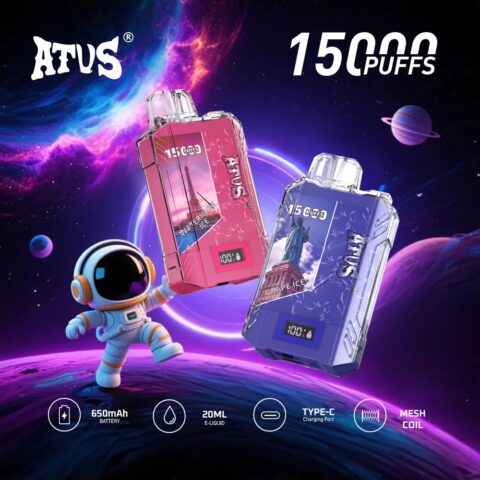 DE017 Sigaretta Elettronica Usa E Getta Puff 15000 Tiri con display LED ricaricabile e flusso d'aria regolabile ATVS Vape
