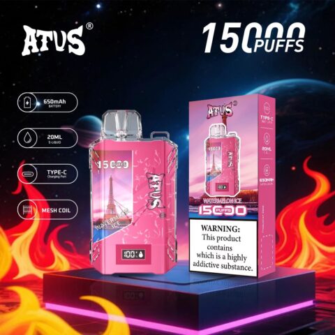 DE017 Sigaretta Elettronica Usa E Getta Puff 15000 Tiri con display LED ricaricabile e flusso d'aria regolabile ATVS Vape