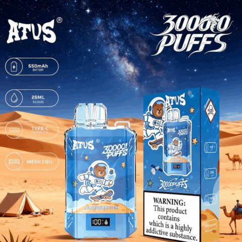 DE017 Sigaretta Elettronica Usa E Getta Puff 30000 Tiri con display LED ricaricabile e flusso d'aria regolabile ATVS Vape