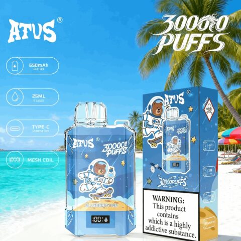 DE017 Sigaretta Elettronica Usa E Getta Puff 30000 Tiri con display LED ricaricabile e flusso d'aria regolabile ATVS Vape