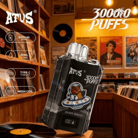 DE017 Sigaretta Elettronica Usa E Getta Puff 30000 Tiri con display LED ricaricabile e flusso d'aria regolabile ATVS Vape