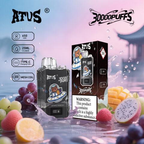 DE017 Sigaretta Elettronica Usa E Getta Puff 30000 Tiri con display LED ricaricabile e flusso d'aria regolabile ATVS Vape