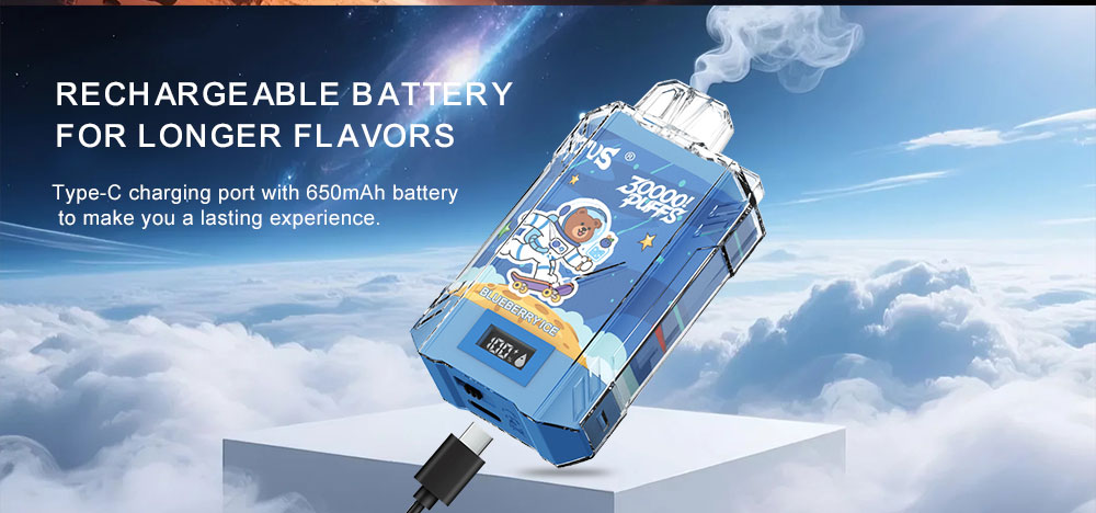 DE017 Sigaretta Elettronica Usa E Getta Puff 30000 Tiri con display LED ricaricabile e flusso d'aria regolabile ATVS Vape