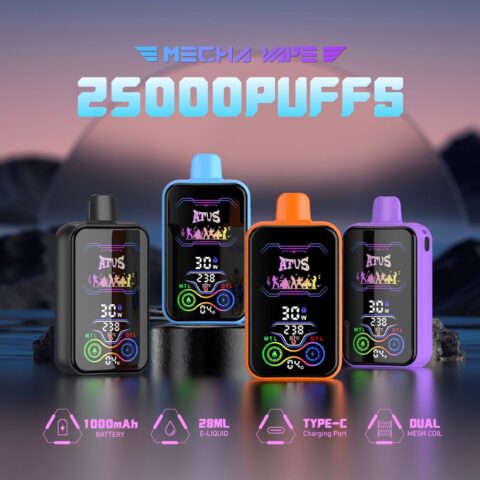 DE022 Sigaretta Elettronica Usa E Getta Puff 25000 Tiri con schermo intero ricaricabile e flusso d'aria regolabile ATVS Vape