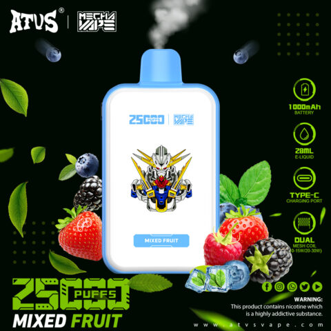 DE022 Sigaretta Elettronica Usa E Getta Puff 25000 Tiri con schermo intero ricaricabile e flusso d'aria regolabile ATVS Vape