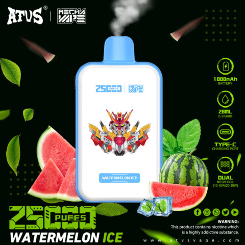 DE022 Sigaretta Elettronica Usa E Getta Puff 25000 Tiri con schermo intero ricaricabile e flusso d'aria regolabile ATVS Vape