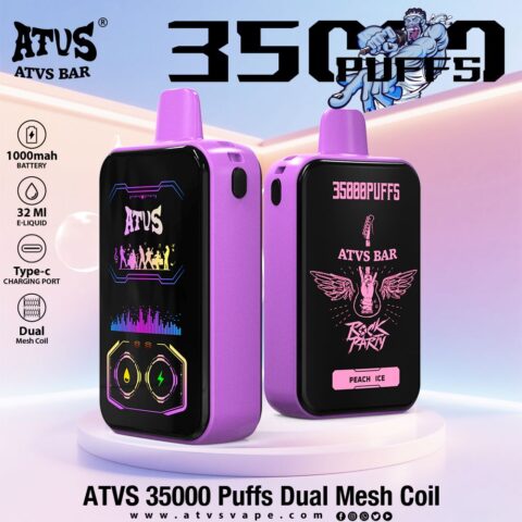 DE022 Sigaretta Elettronica Usa E Getta Puff 35000 Tiri con schermo intero ricaricabile e flusso d'aria regolabile ATVS Vape
