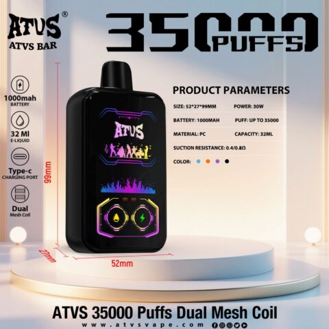 DE022 Sigaretta Elettronica Usa E Getta Puff 35000 Tiri con schermo intero ricaricabile e flusso d'aria regolabile ATVS Vape