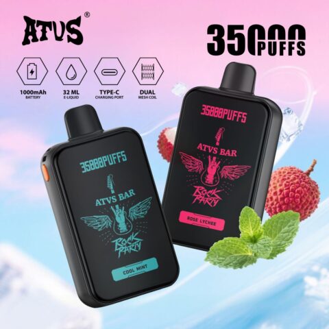 DE022 Sigaretta Elettronica Usa E Getta Puff 35000 Tiri con schermo intero ricaricabile e flusso d'aria regolabile ATVS Vape