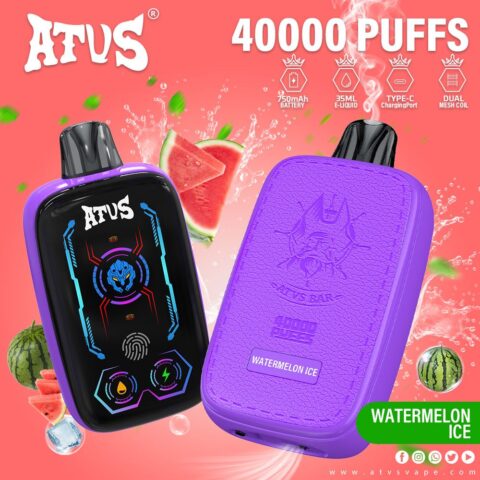 DE023 Sigaretta Elettronica Usa E Getta Puff 40000 Tiri con schermo intero ricaricabile e flusso d'aria regolabile ATVS Vape